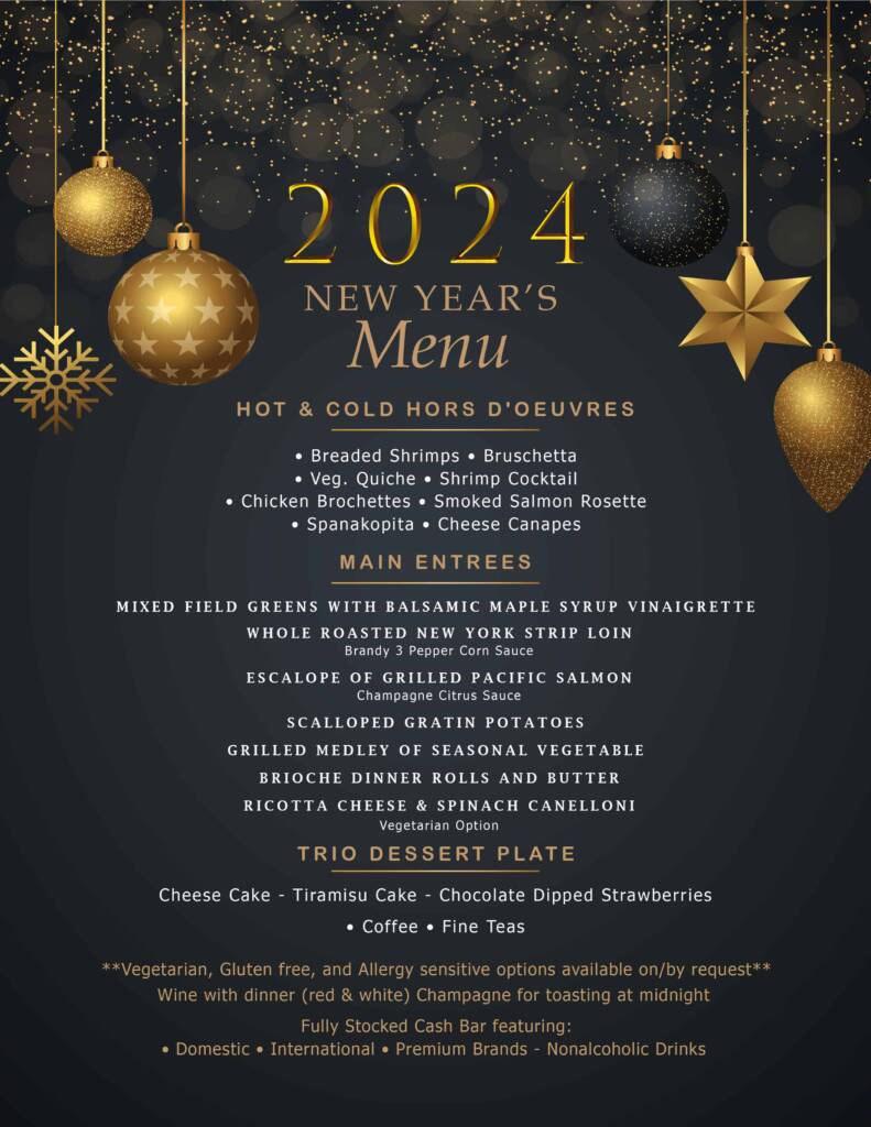 harmony club new years eve party 2023 menu